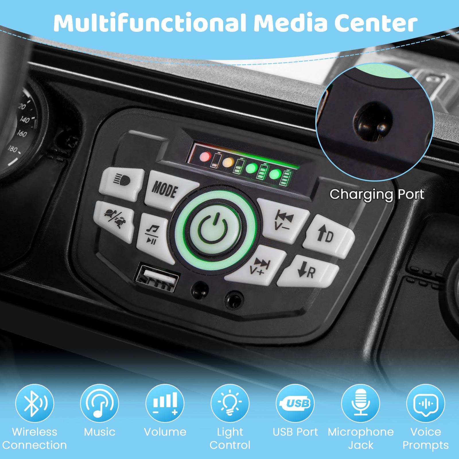 12V Electric Kids Ride on Truck with Remote Control and Music, Black Powered Ride On Toys at Gallery Canada