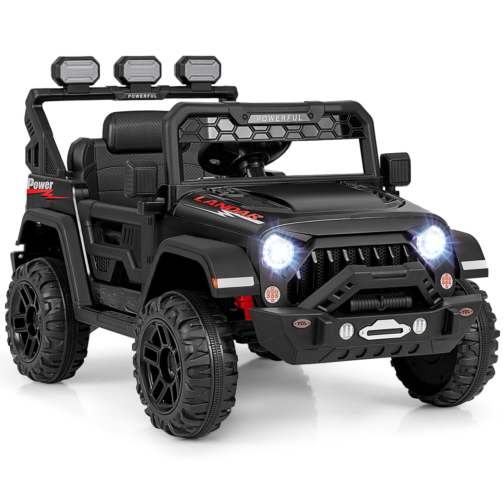 12V Electric Kids Ride on Truck with Remote Control and Music, Black Powered Ride On Toys at Gallery Canada