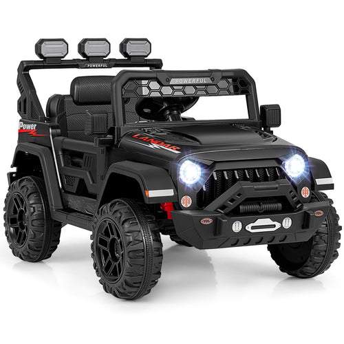 12V Electric Kids Ride on Truck with Remote Control and Music, Black