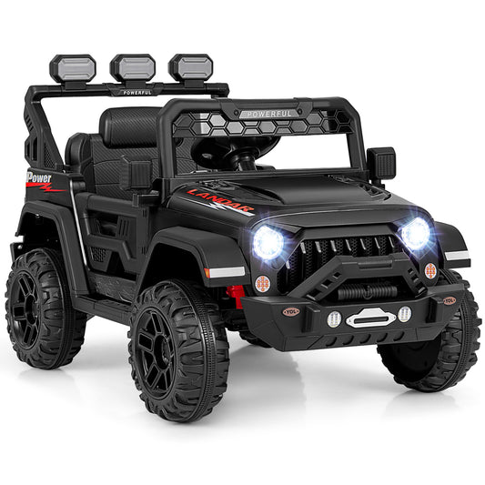 12V Electric Kids Ride On Truck, Remote Control, Music, Black Powered Ride On Toys Black at Gallery Canada