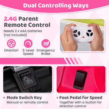 12V Electric Kids Ride on Truck with Remote Control and Music, Pink Powered Ride On Toys at Gallery Canada