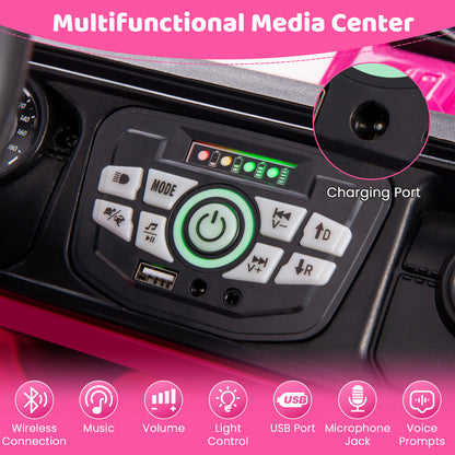 12V Electric Kids Ride on Truck with Remote Control and Music, Pink Powered Ride On Toys at Gallery Canada