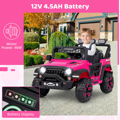 12V Electric Kids Ride on Truck with Remote Control and Music, Pink Powered Ride On Toys at Gallery Canada
