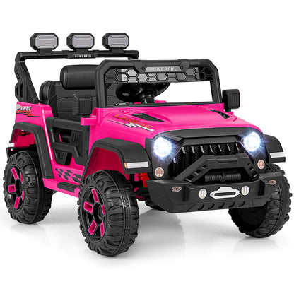 Camion de conduite pour enfants 12V, télécommande, musique, rose