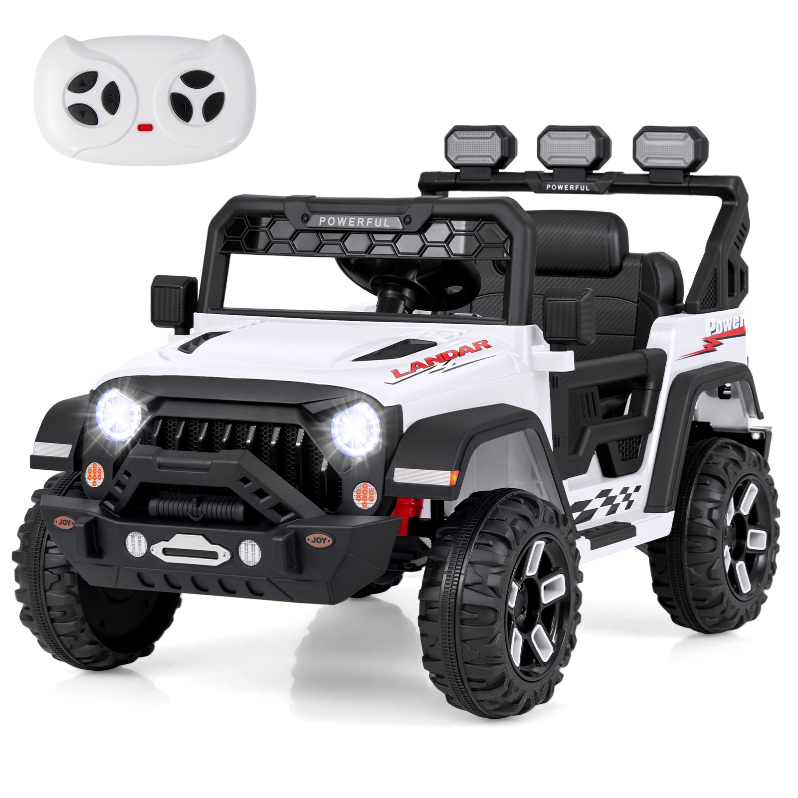 12V Electric Kids Ride on Truck with Remote Control and Music, White Powered Ride On Toys at Gallery Canada