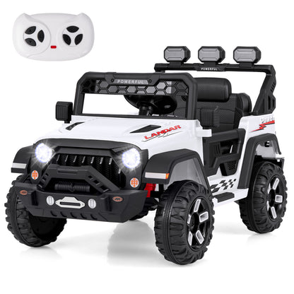 12V Electric Kids Ride on Truck with Remote Control and Music, White Powered Ride On Toys at Gallery Canada