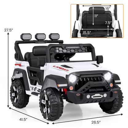 12V Electric Kids Ride on Truck with Remote Control and Music, White Powered Ride On Toys at Gallery Canada