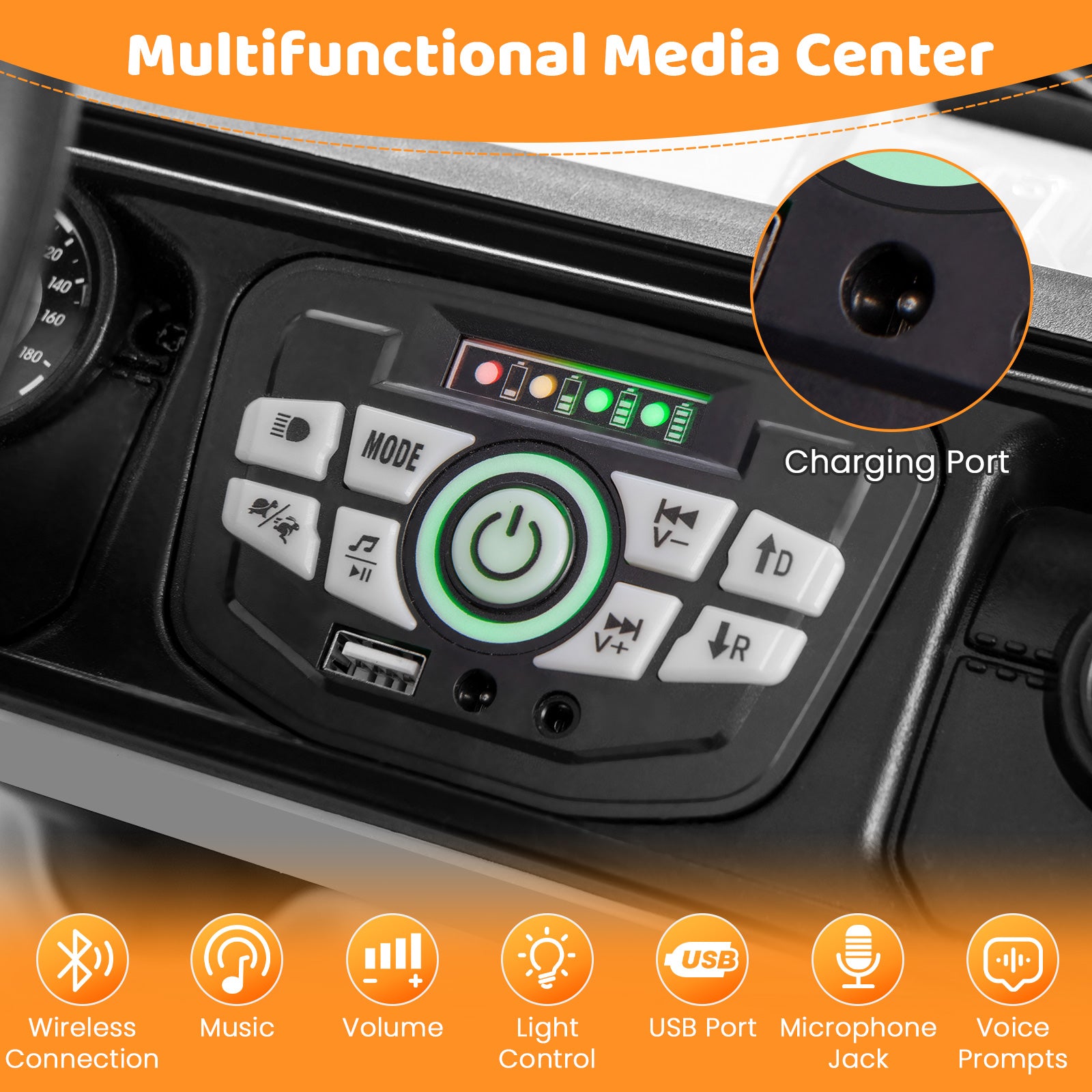 12V Electric Kids Ride on Truck with Remote Control and Music, White Powered Ride On Toys at Gallery Canada