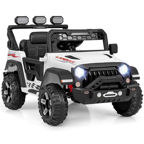 12V Electric Kids Ride on Truck with Remote Control and Music, White