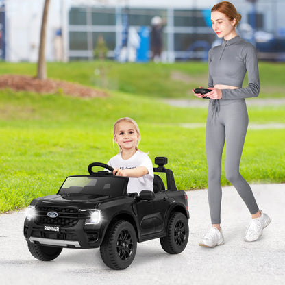 12V Electric Kids Ride on Car Licensed Ford Ranger with Remote Control and Music, Black Powered Ride On Toys at Gallery Canada