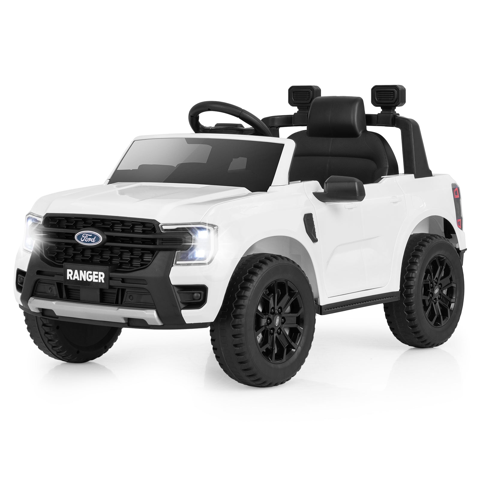 12V Electric Kids Ride on Car Licensed Ford Ranger with Remote Control and Music, White Powered Ride On Toys at Gallery Canada