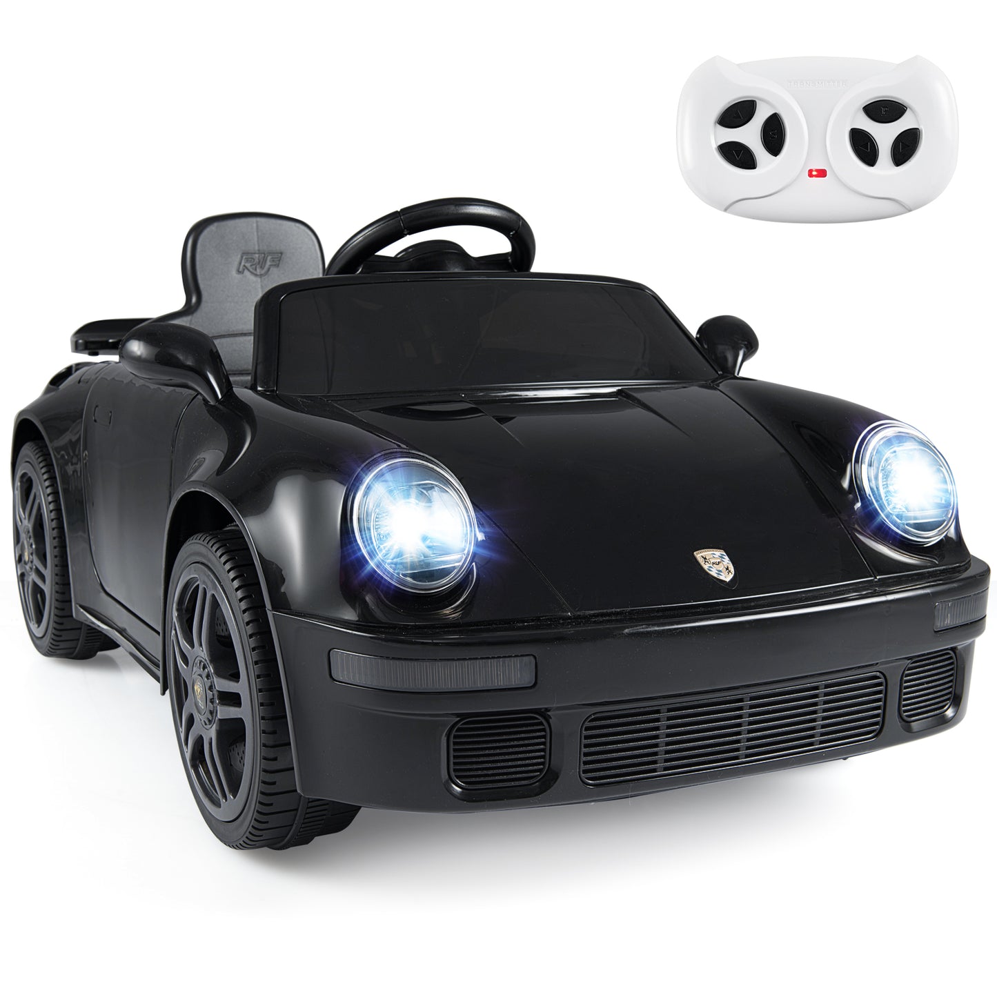 12V Electric Ride On Car Licensed RUF CTR with Remote Control and Music, Black Powered Ride On Toys Black at Gallery Canada