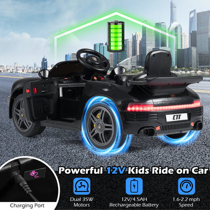 12V Electric Ride On Car Licensed RUF CTR with Remote Control and Music, Black Powered Ride On Toys at Gallery Canada