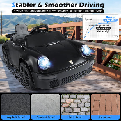 12V Electric Ride On Car Licensed RUF CTR with Remote Control and Music, Black Powered Ride On Toys at Gallery Canada