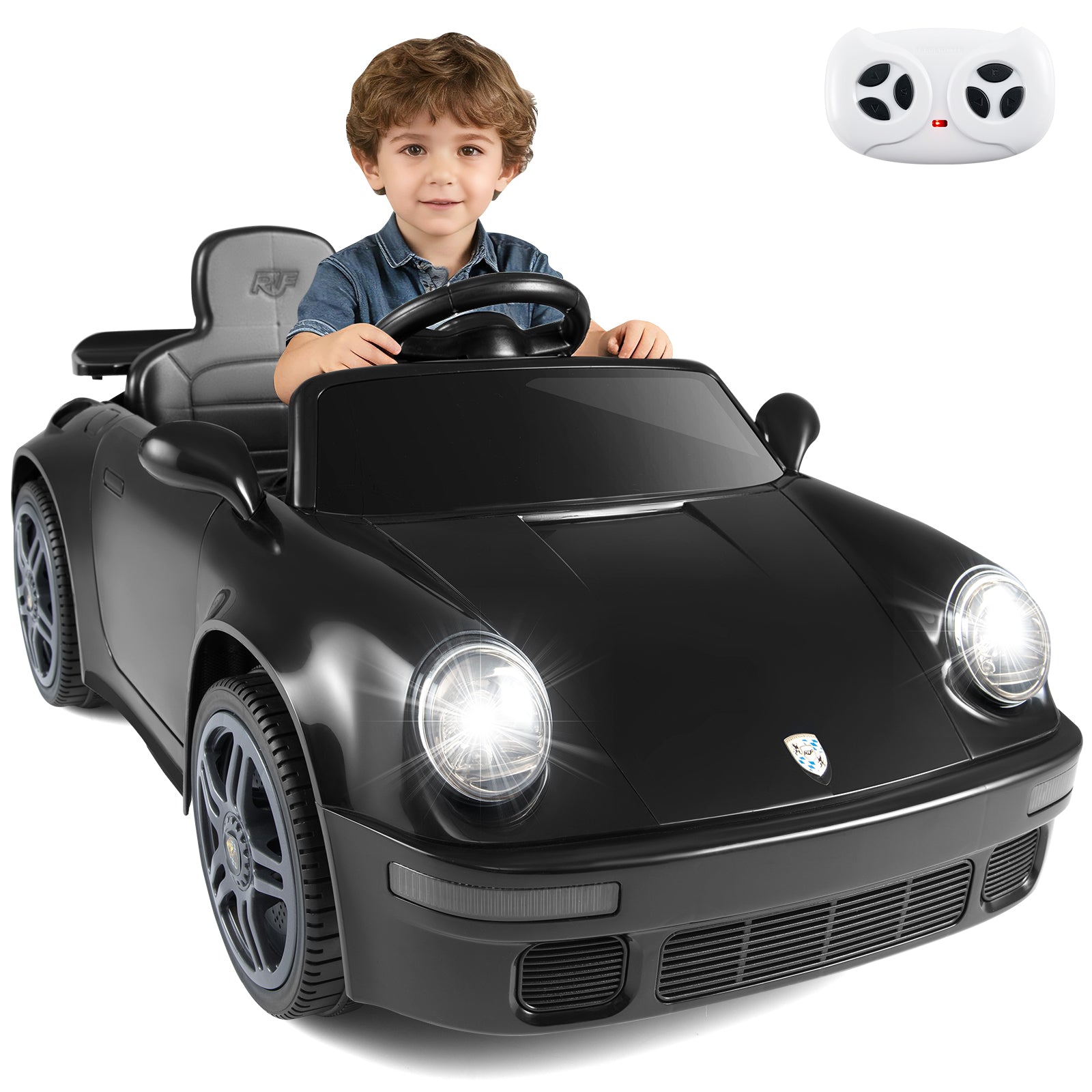 12V Electric Ride On Car Licensed RUF CTR with Remote Control and Music, Black Powered Ride On Toys at Gallery Canada