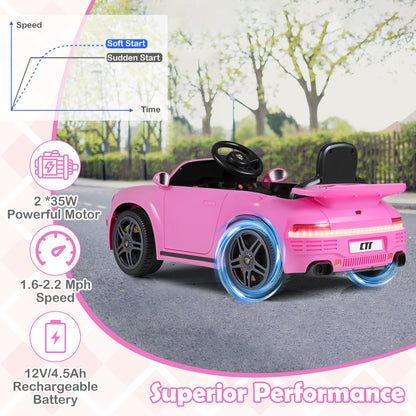 12V Electric Ride On Car Licensed RUF CTR with Remote Control and Music, Pink Powered Ride On Toys at Gallery Canada