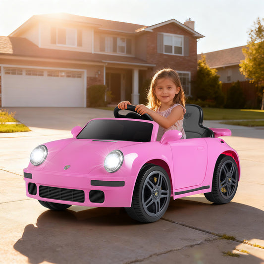 12V Electric Ride On Car Licensed RUF CTR with Remote Control and Music, Pink Powered Ride On Toys Pink at Gallery Canada