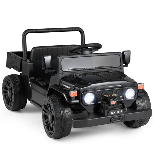 12V Electric Ride On Truck, Dump Bed, Music, Licensed Toyota, Black