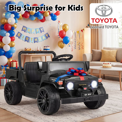 12V Electric Ride On Truck, Dump Bed, Music, Licensed Toyota, Black Powered Ride On Toys at Gallery Canada