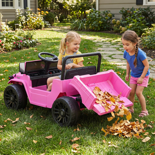 12V Electric Ride On Truck with Dump Bed, Pink