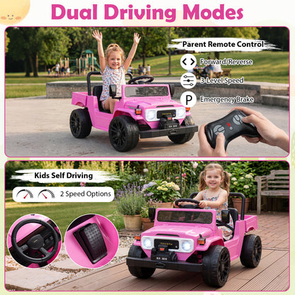 12V Electric Ride On Truck with Dump Bed, Pink Powered Ride On Toys at Gallery Canada