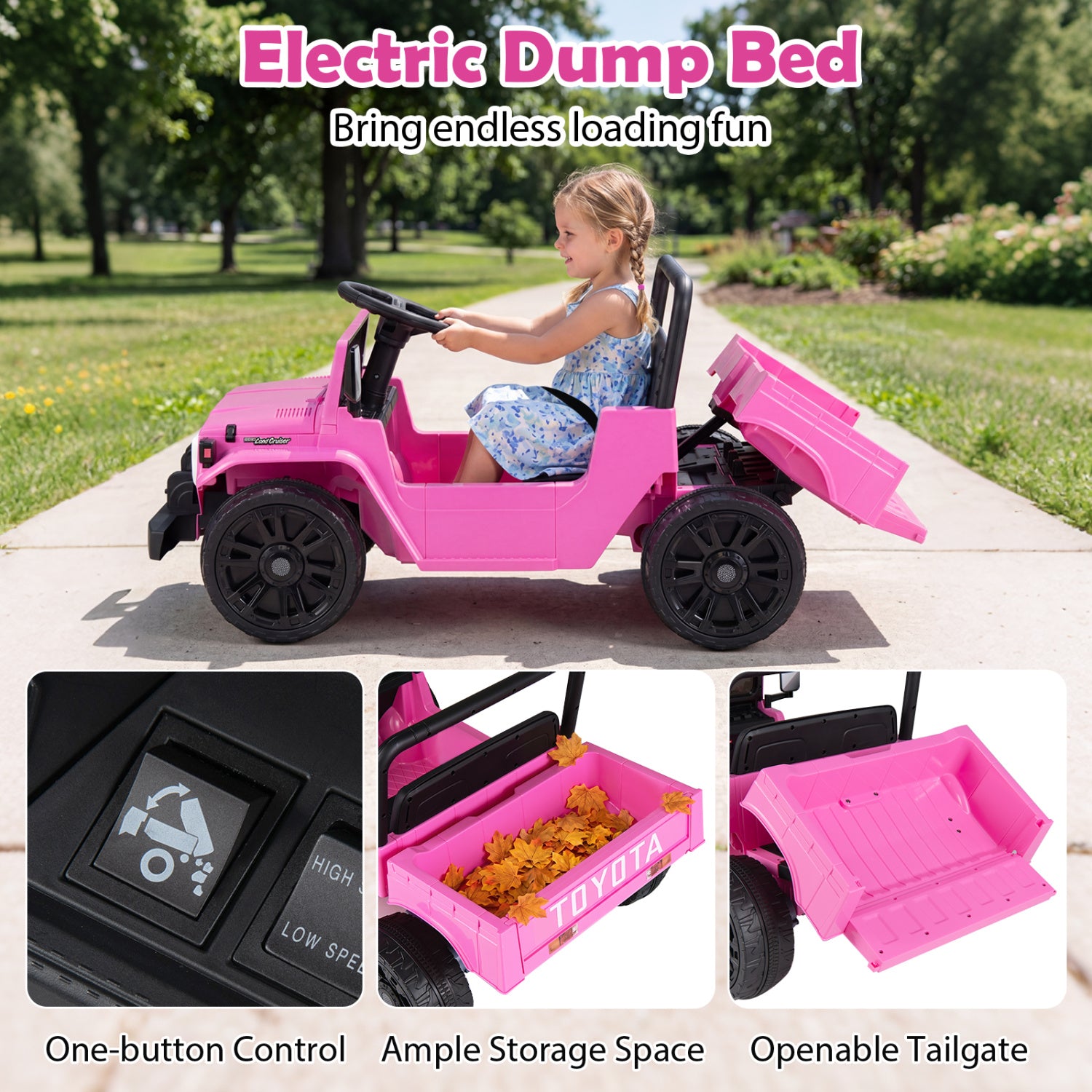 12V Electric Ride On Truck with Dump Bed, Pink Powered Ride On Toys at Gallery Canada