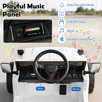 12V Electric Ride On Truck, Dump Bed, Music, White Powered Ride On Toys at Gallery Canada