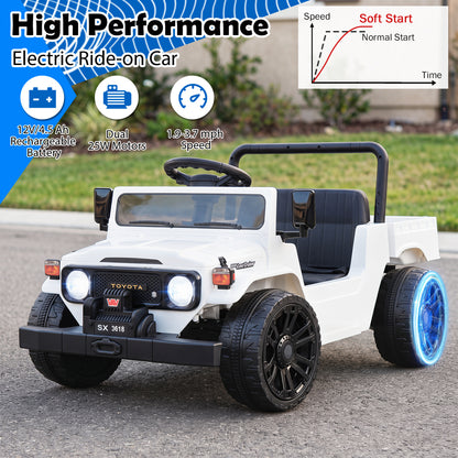 12V Electric Ride On Truck, Dump Bed, Music, White Powered Ride On Toys at Gallery Canada