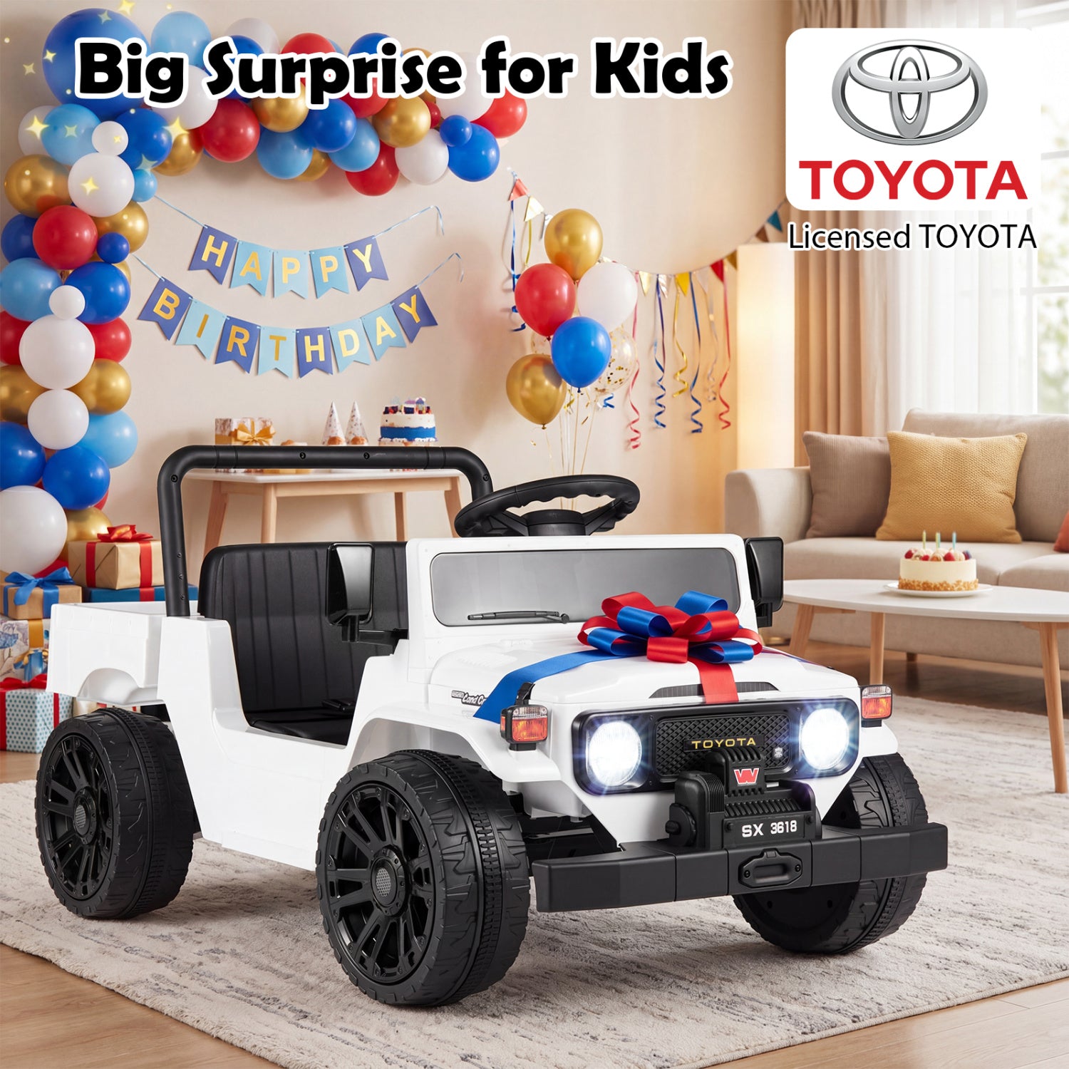 12V Electric Ride On Truck, Dump Bed, Music, White Powered Ride On Toys at Gallery Canada