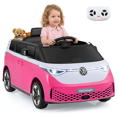 12V Kids Electric Car Bus with Music and LED Headlights Licensed Volkswagen, Pink Powered Ride On Toys Pink at Gallery Canada