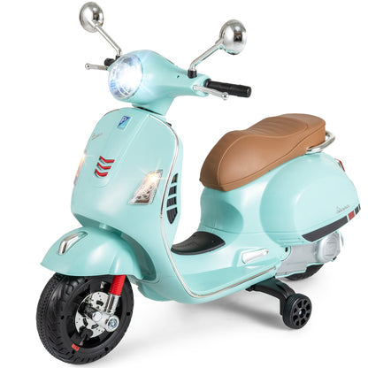 12V Kids Electric Motorcycle Licensed VESPA with Music and Training Wheels, Green Powered Ride On Toys at Gallery Canada