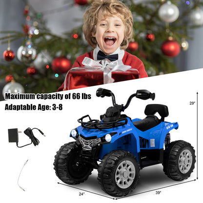 Kids Ride On ATV 4 Wheeler, 12V, MP3, Headlights, Blue Powered Ride On Toys at Gallery Canada