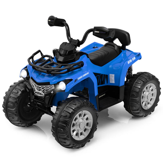 Kids Ride On ATV 4 Wheeler, 12V, MP3, Headlights, Blue Powered Ride On Toys Blue at Gallery Canada