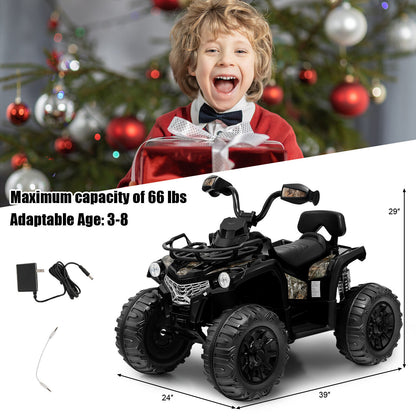 12V Kids Ride On ATV 4 Wheeler, Black Powered Ride On Toys at Gallery Canada