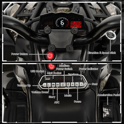 12V Kids Ride On ATV 4 Wheeler, Black Powered Ride On Toys at Gallery Canada