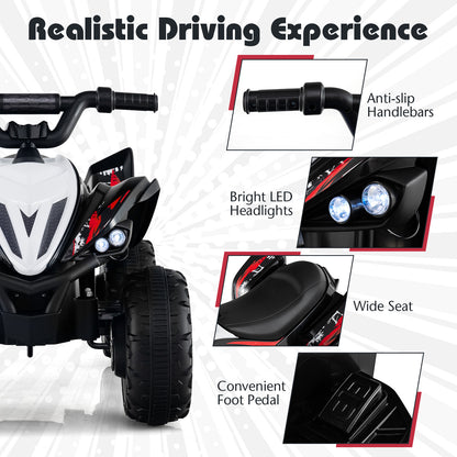 12V Kids Ride On ATV 4-Wheeler Quad, LED Lights, 7 mph, Black Powered Ride On Toys at Gallery Canada