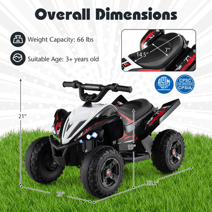 12V Kids Ride On ATV 4-Wheeler Quad, LED Lights, 7 mph, Black Powered Ride On Toys at Gallery Canada