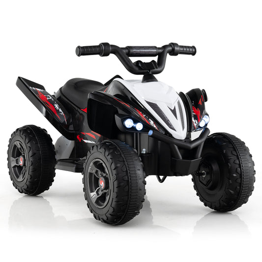 12V Kids Ride On ATV 4-Wheeler Quad, LED Lights, 7 mph, Black Powered Ride On Toys Black at Gallery Canada