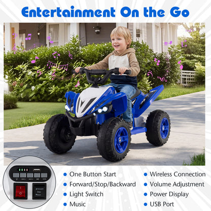 12V Kids Ride On ATV Quad, LED Lights, 7 Mph, Navy Powered Ride On Toys at Gallery Canada