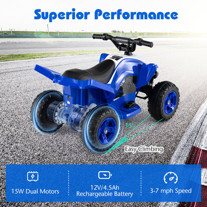 12V Kids Ride On ATV Quad, LED Lights, 7 Mph, Navy Powered Ride On Toys at Gallery Canada