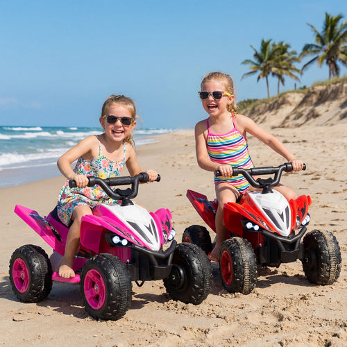 12V Kids Ride On ATV 4-Wheeler Quad with LED Lights and 7 mph Max Speed, Pink