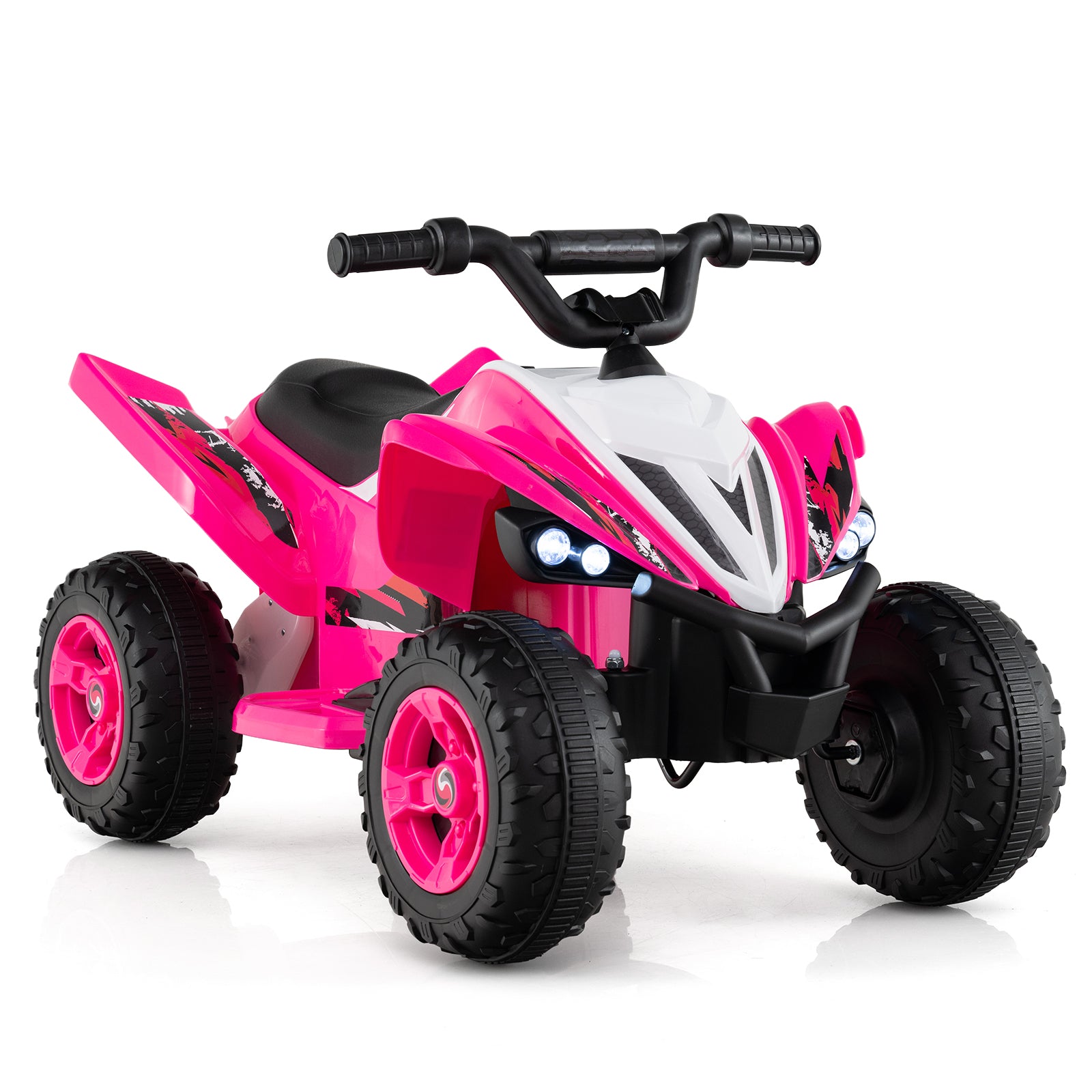 12V Kids Ride On ATV 4-Wheeler Quad with LED Lights and 7 mph Max Speed, Pink Powered Ride On Toys Pink at Gallery Canada
