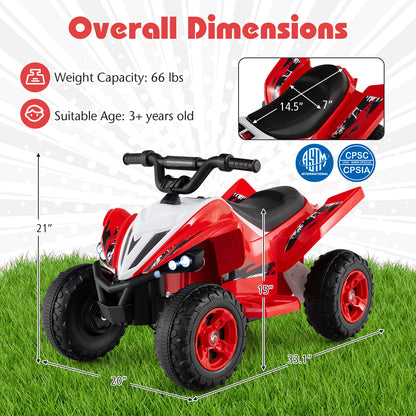 12V Kids Ride On ATV 4-Wheeler Quad with LED Lights and 7 mph Max Speed, Red Powered Ride On Toys at Gallery Canada