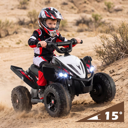 12V Kids Ride On ATV 4-Wheeler Quad, LED Lights, 7 mph, Black Powered Ride On Toys at Gallery Canada