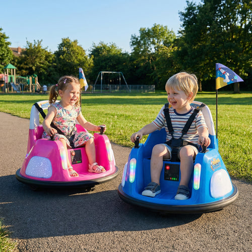 12V Kids Ride On Bumper Car with Remote Control and Flashing Lights, Blue