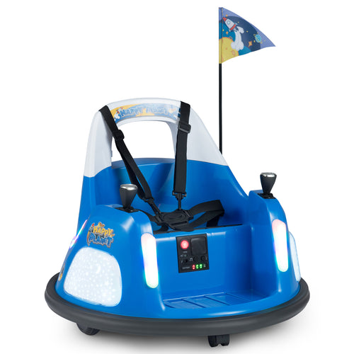 12V Kids Ride On Bumper Car with Remote Control and Flashing Lights, Blue