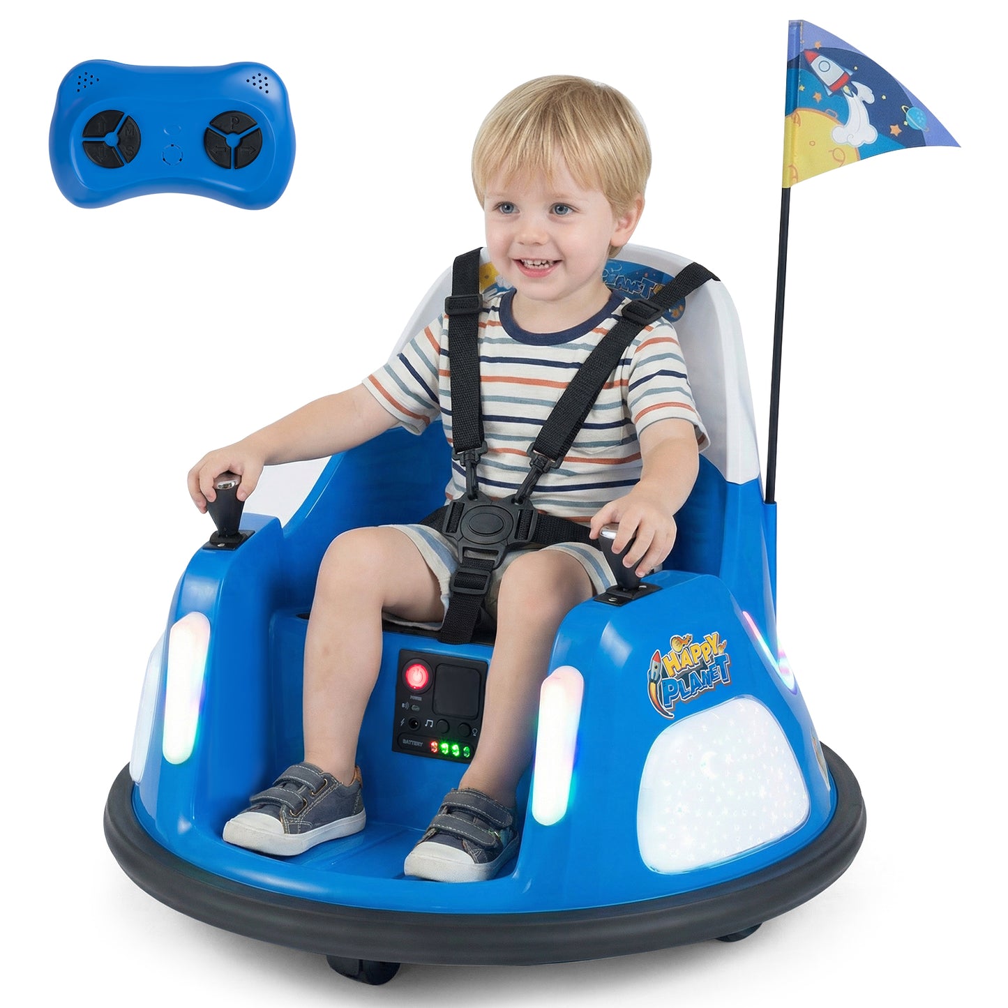 12V Kids Ride On Bumper Car with Remote Control and Flashing Lights, Blue Powered Ride On Toys at Gallery Canada
