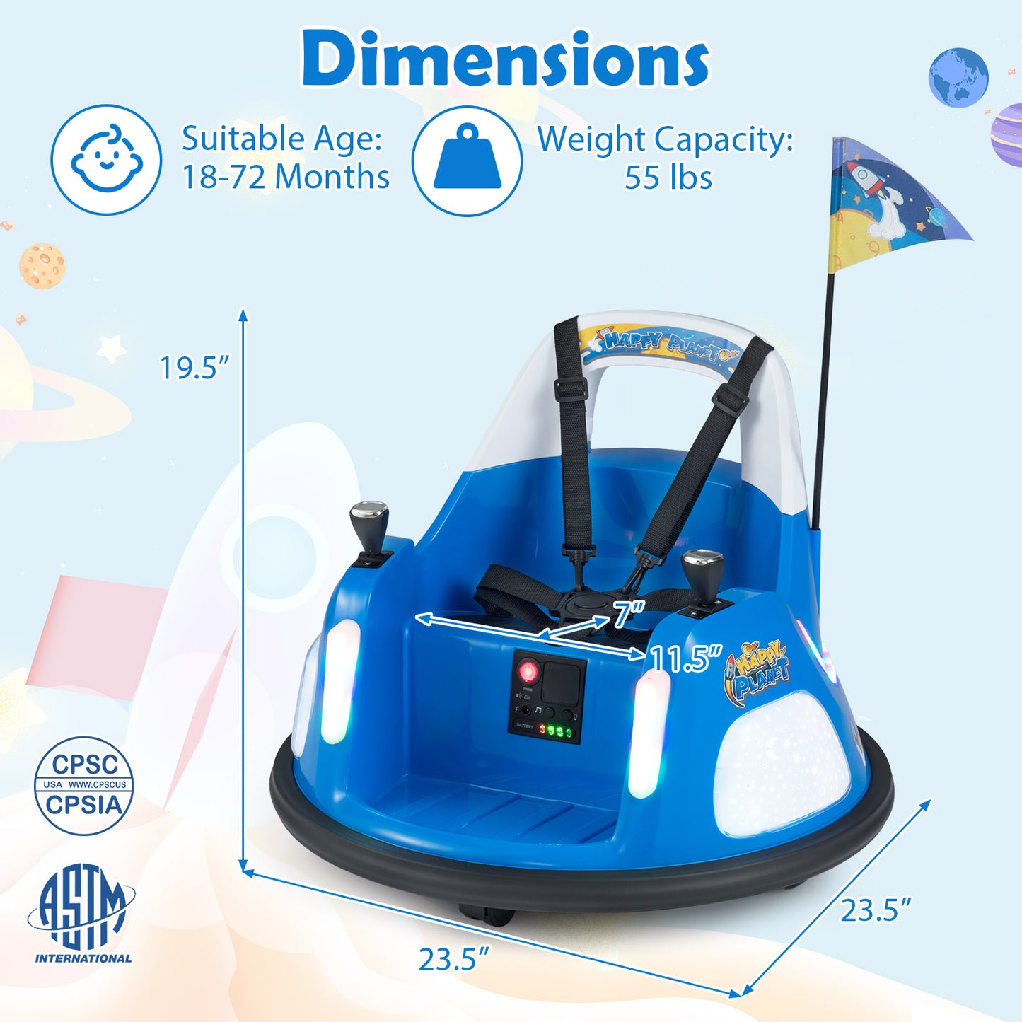 12V Kids Ride On Bumper Car with Remote Control and Flashing Lights, Blue Powered Ride On Toys at Gallery Canada