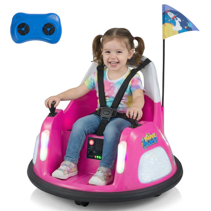 12V Kids Ride On Bumper Car with Remote Control and Flashing Lights, Pink Powered Ride On Toys at Gallery Canada