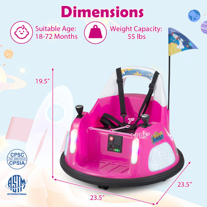 12V Kids Ride On Bumper Car with Remote Control and Flashing Lights, Pink Powered Ride On Toys at Gallery Canada